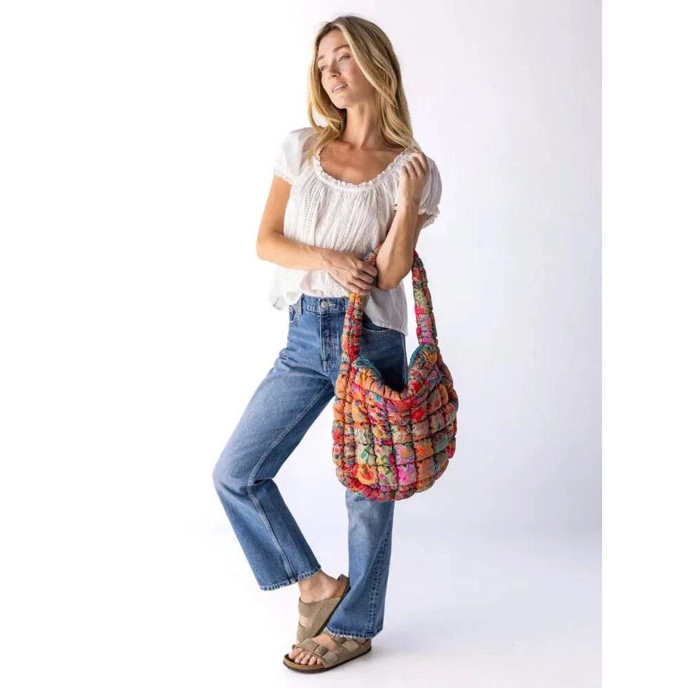 Natural Life Puffy Fit-It-All Bag - Pink Floral Patchwork